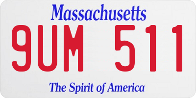 MA license plate 9UM511