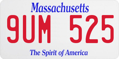 MA license plate 9UM525