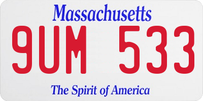 MA license plate 9UM533