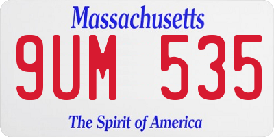MA license plate 9UM535