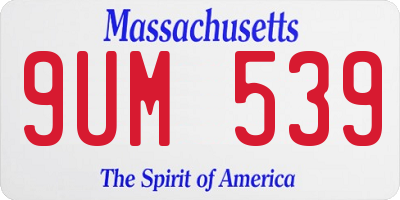 MA license plate 9UM539