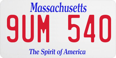 MA license plate 9UM540