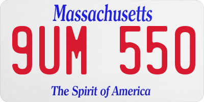 MA license plate 9UM550