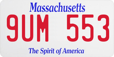 MA license plate 9UM553