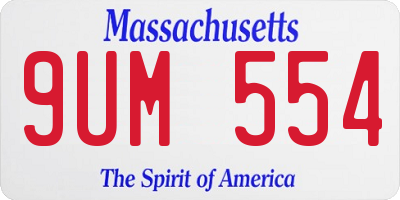 MA license plate 9UM554