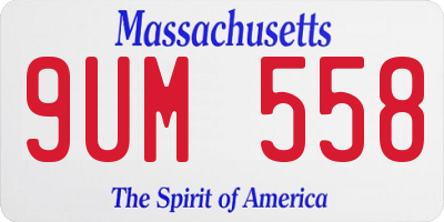 MA license plate 9UM558