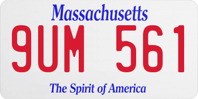 MA license plate 9UM561