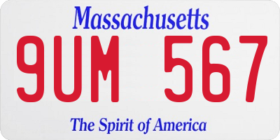 MA license plate 9UM567