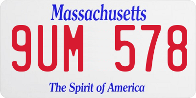 MA license plate 9UM578