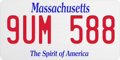 MA license plate 9UM588