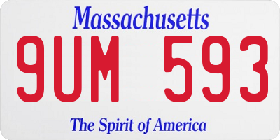 MA license plate 9UM593