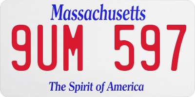 MA license plate 9UM597