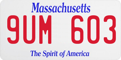 MA license plate 9UM603