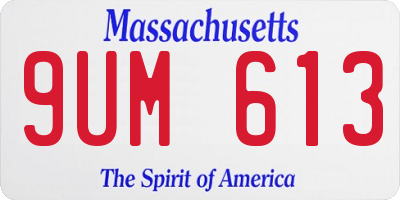 MA license plate 9UM613