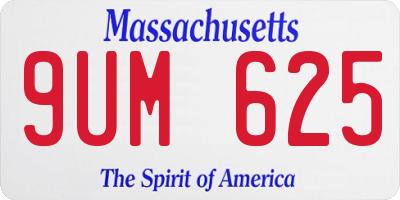 MA license plate 9UM625