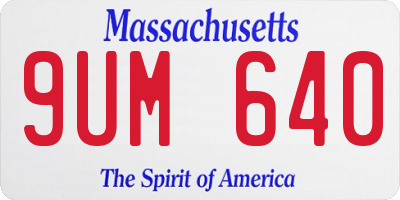 MA license plate 9UM640