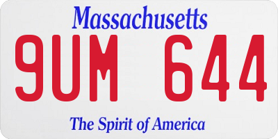 MA license plate 9UM644