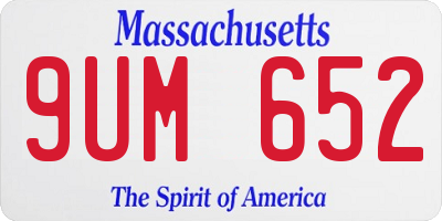 MA license plate 9UM652
