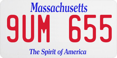 MA license plate 9UM655