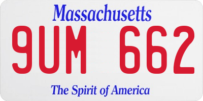 MA license plate 9UM662
