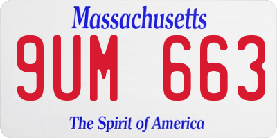 MA license plate 9UM663