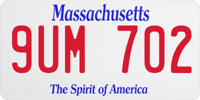 MA license plate 9UM702