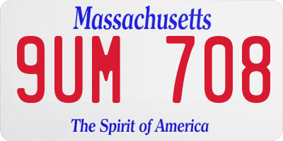 MA license plate 9UM708