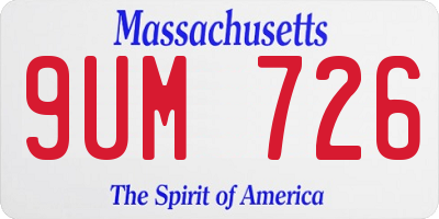 MA license plate 9UM726