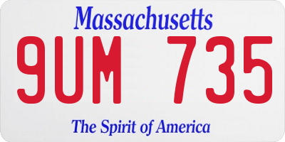 MA license plate 9UM735