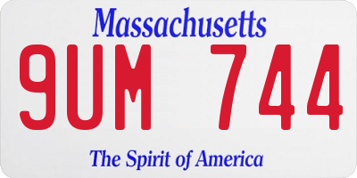 MA license plate 9UM744
