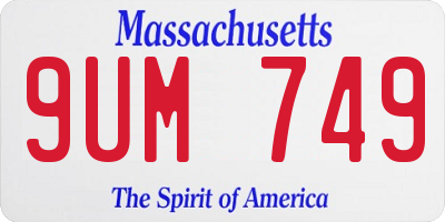 MA license plate 9UM749