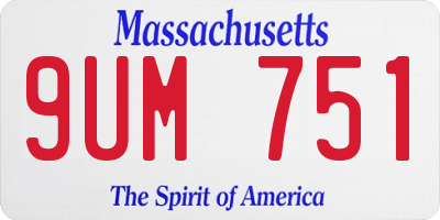 MA license plate 9UM751