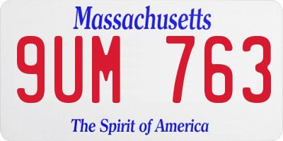 MA license plate 9UM763