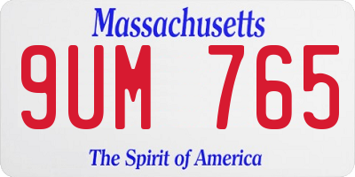 MA license plate 9UM765