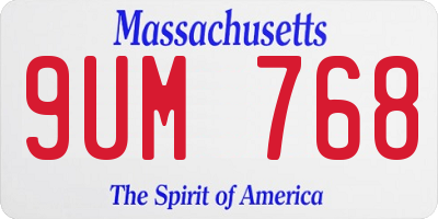 MA license plate 9UM768