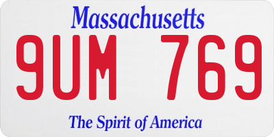 MA license plate 9UM769