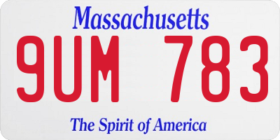 MA license plate 9UM783