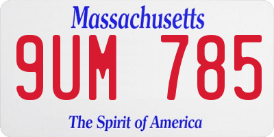 MA license plate 9UM785