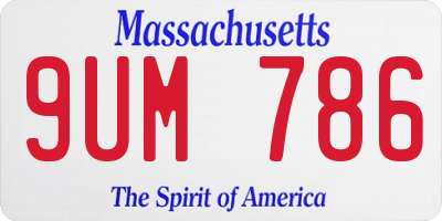 MA license plate 9UM786