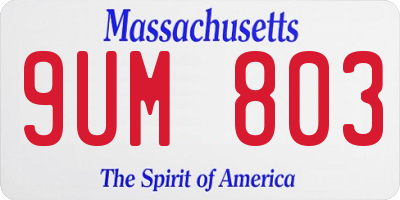 MA license plate 9UM803