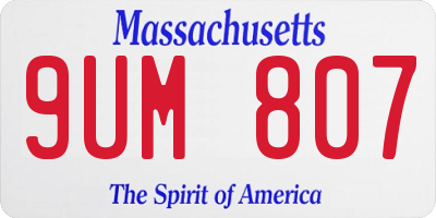 MA license plate 9UM807