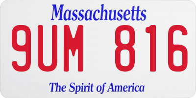 MA license plate 9UM816