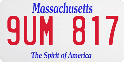 MA license plate 9UM817