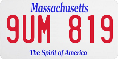 MA license plate 9UM819