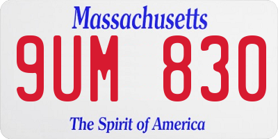 MA license plate 9UM830