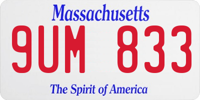 MA license plate 9UM833