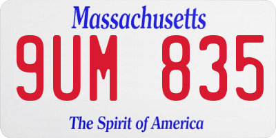 MA license plate 9UM835