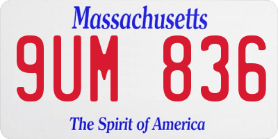 MA license plate 9UM836