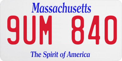 MA license plate 9UM840