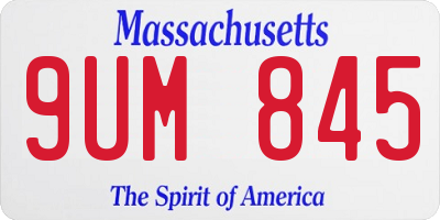 MA license plate 9UM845